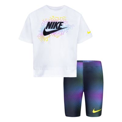 Nike Girls AOP Bike Shorts 2pc Set Black - Must - set