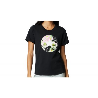 Converse Floral Print Patch T-shirt - Must - Lühikeste varrukatega T-särk