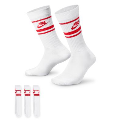 Nike Sportswear Dri-FIT Everyday Essential Crew 3-Pack Socks White University Red - Valge - Sokid