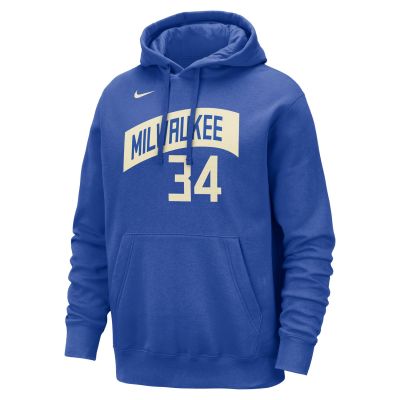Nike NBA Milwaukee Bucks Giannis Antetokounmpo City Edition Club Hoodie - Sinine - Kapuutsiga harajuku