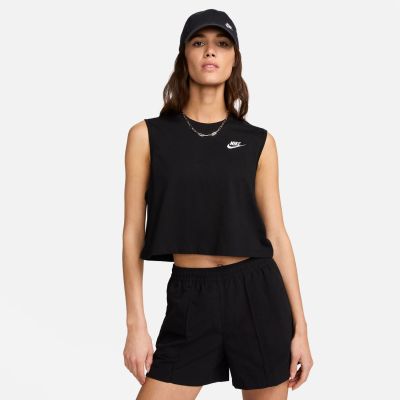 Nike Sportswear Club Wmns Sleeveless Cropped Top Black - Must - Lühikeste varrukatega T-särk