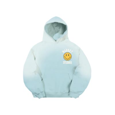 Market Smiley Upside Down Lock-up Hoodie Retro Blue - Sinine - Kapuutsiga harajuku